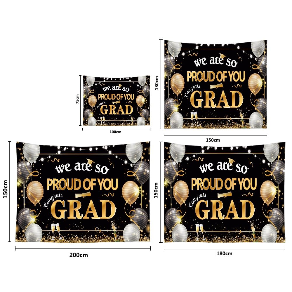 Banner "Klasse 2024" – Abschluss-Partydeko In Gold/Schwarz, "We Are So Proud Of You", Für Schule, Uni, College