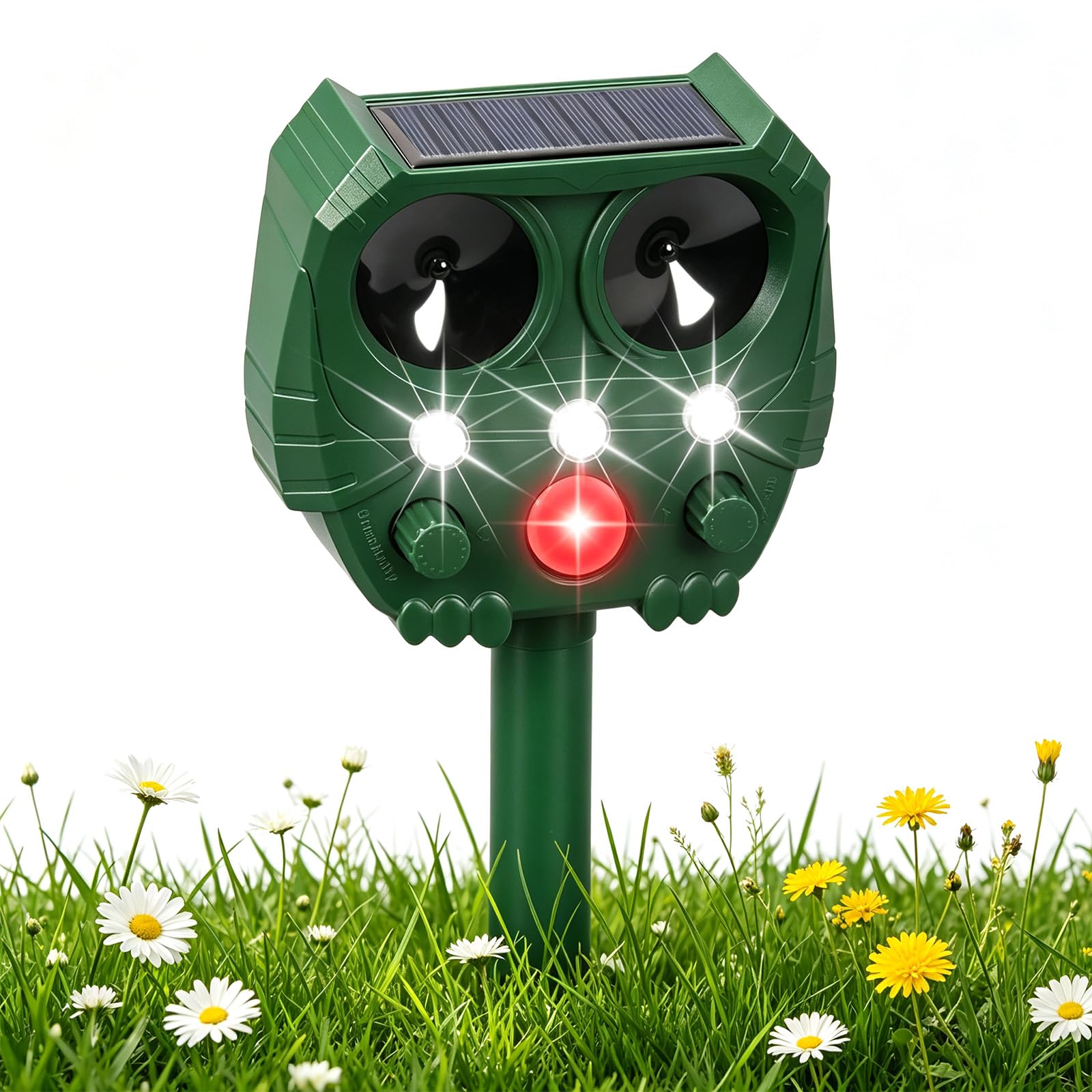 Cat Repellent for Gardens, Solar-Powered Ultrasonic Cat Repellent, 5 Adjustable Modes & PIR Motion Sensor, IPX4 Weatherproof, Safe for Humans & Pets, for Garden, Yard, Farm