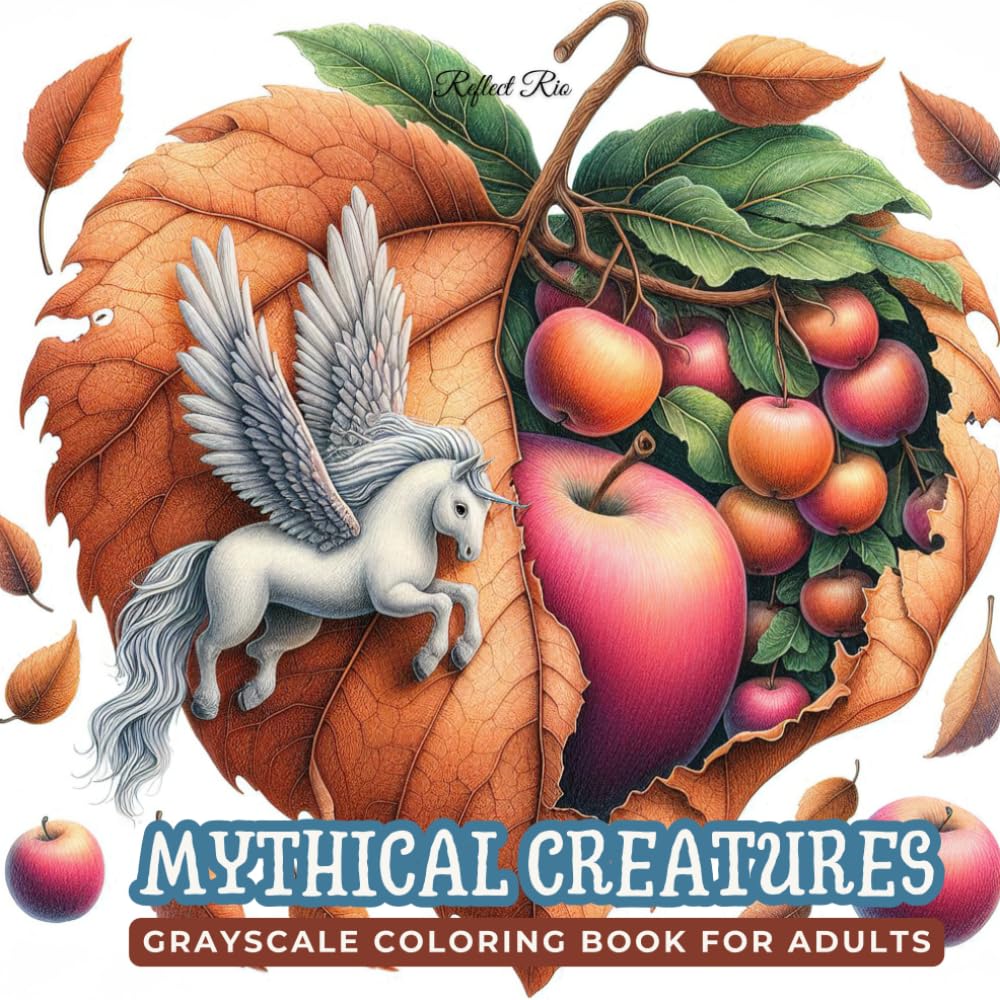Mythical Creatures Coloring Book: Explore Fantasy Worlds and Strange Beings Hidden Within Magical Leaves – Grayscale Coloring for Adults’ Relaxation ... (Fantasy Grayscale Coloring Book for Adults)