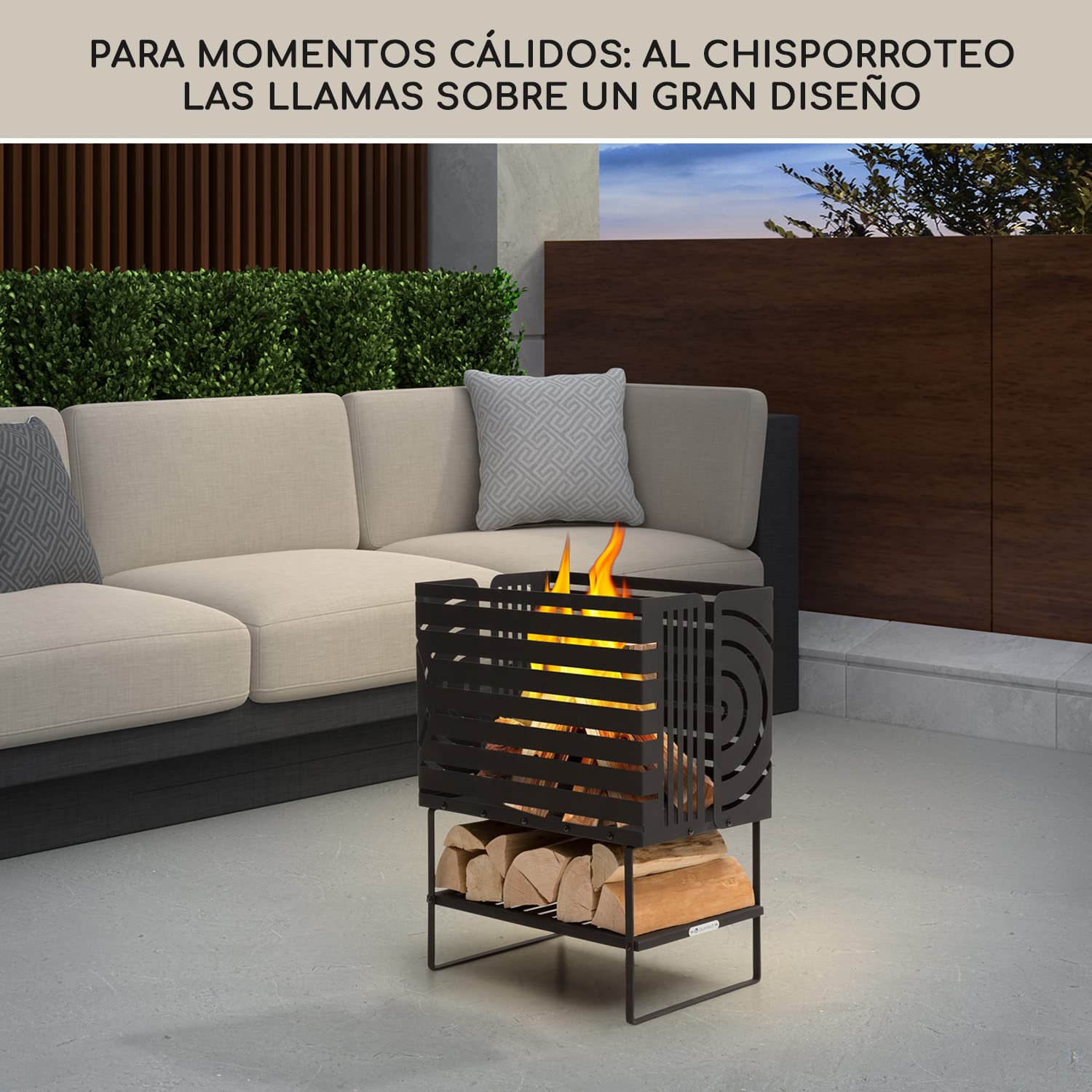 Blumfeldt Brasero Exterior, Estufas de Leña para Jardín Portátil con Stand, Estufa Exterior para Usarla en Jardín, Terraza, Patio y BBQ, Quemador de Leña de Acero Camping Muy Resistente