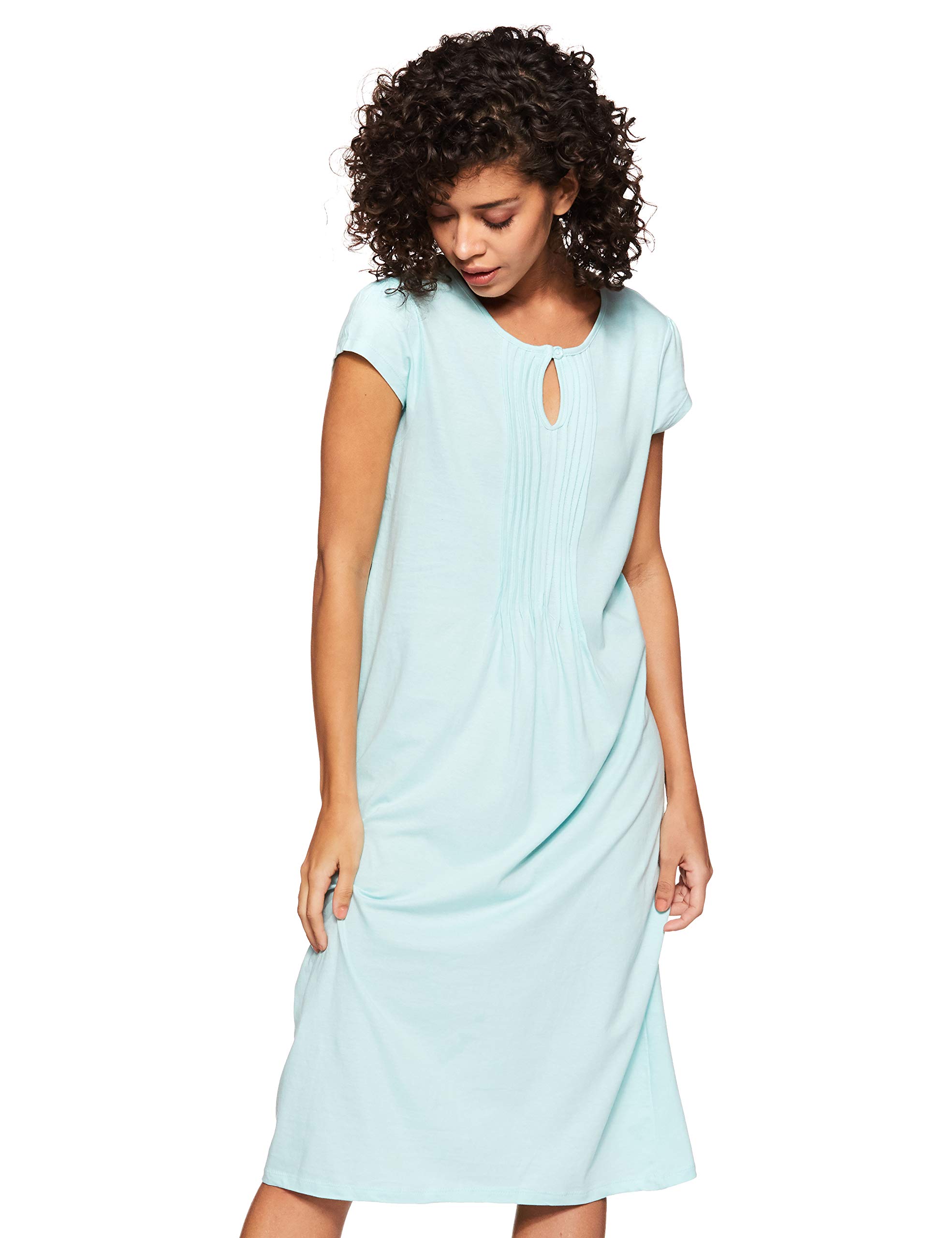 Amazon Brand - SymbolWomen's Cotton Calf Length Regular Fit Nighty | Night Dress (Available in Plus Size)