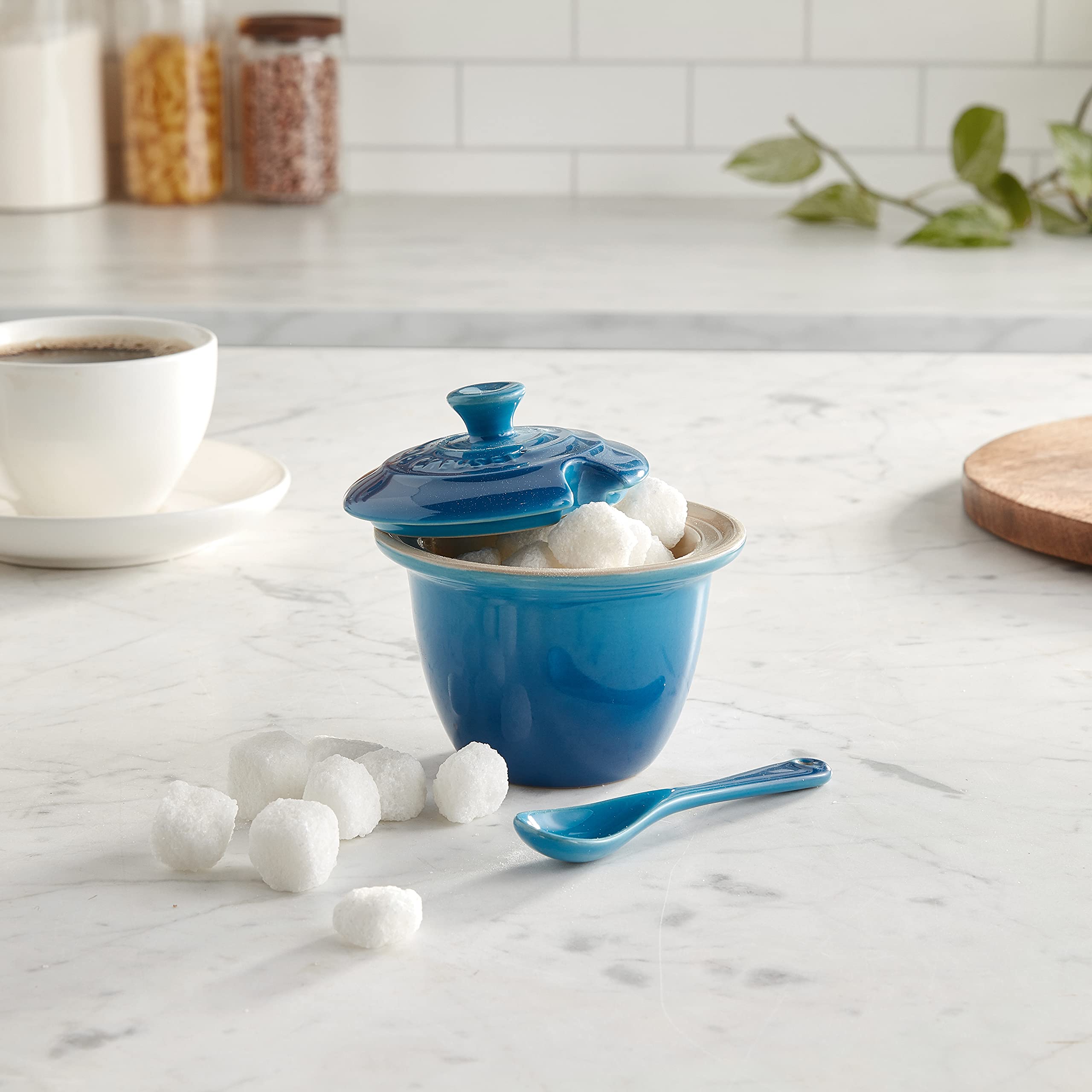 Amazon.com | Le Creuset Stoneware Condiment Pot with Spoon, 6.75
