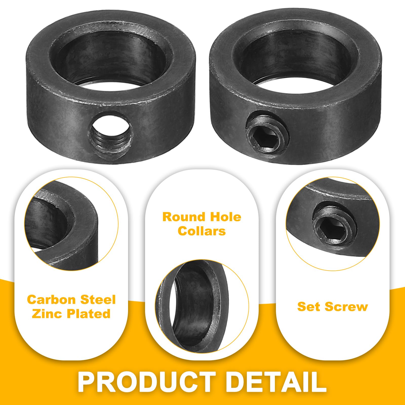 Colliers D'arbre En Acier Zingué PATIKIL - Lot De 10, Diamètre Intérieur 16 Mm, Extérieur 28 Mm, épaisseur 12 Mm, Avec Vis M6 - 6