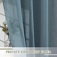 Vista 212 de NICETOWN Cortinas semitraslúcidas con textura de lino, con ojales, tratamiento de ventanas, cortinas verticales de lino con filtro de luz para sala