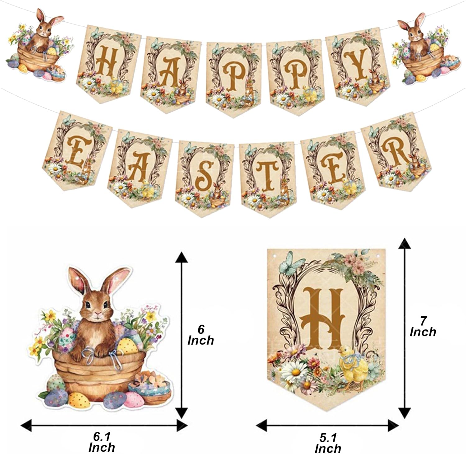 Happy Easter Banner Bunny Banner Easter Decorations for Indoor Outdoor Home Mantel Decorations Spring Party Supplies