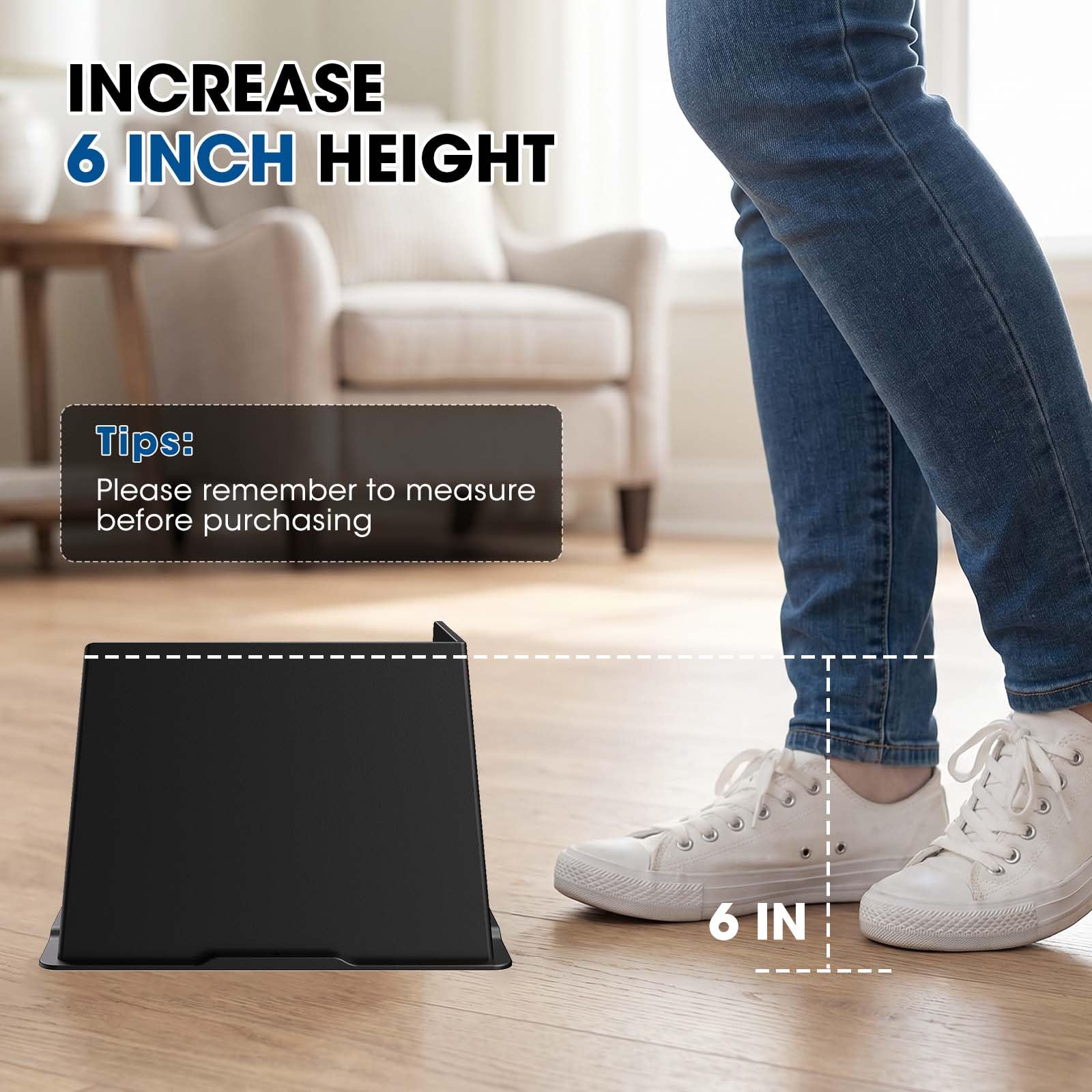 MYMULIKE Riser per letto 15,2 cm, per mobili grandi, 15,2 cm, supporto 2,721,6 kg, blocco alzante per tavolo, divano, sedia, ascensori per mobili, confezione da 4