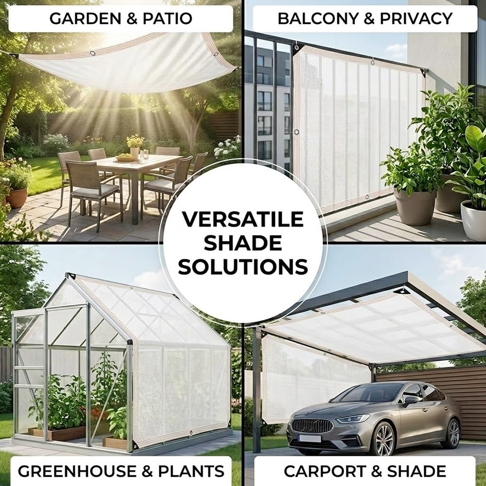 Red de Sombreado para Invernadero del 50% con Ojales, Malla Sombra Exterior | Toldo Vela de Sombra Protección UV Transpirable Tela de Lona Sombreo Resistente Viento para Jardín Plantas Patio(6x11.0m)
