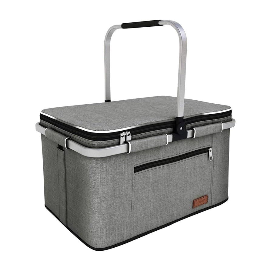 35L Large Picnic Basket 2 Layers of Internal Pockets Leak-Proof and Insulated Folding, Internal Support Does Not House Warming Gifts New Home, Wedding Gifts for Couple