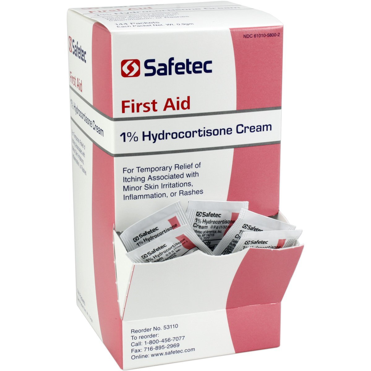 Safetec Hydrocortisone 1% Cream.9 g. pouch 144 ct. box (12 boxes/case)