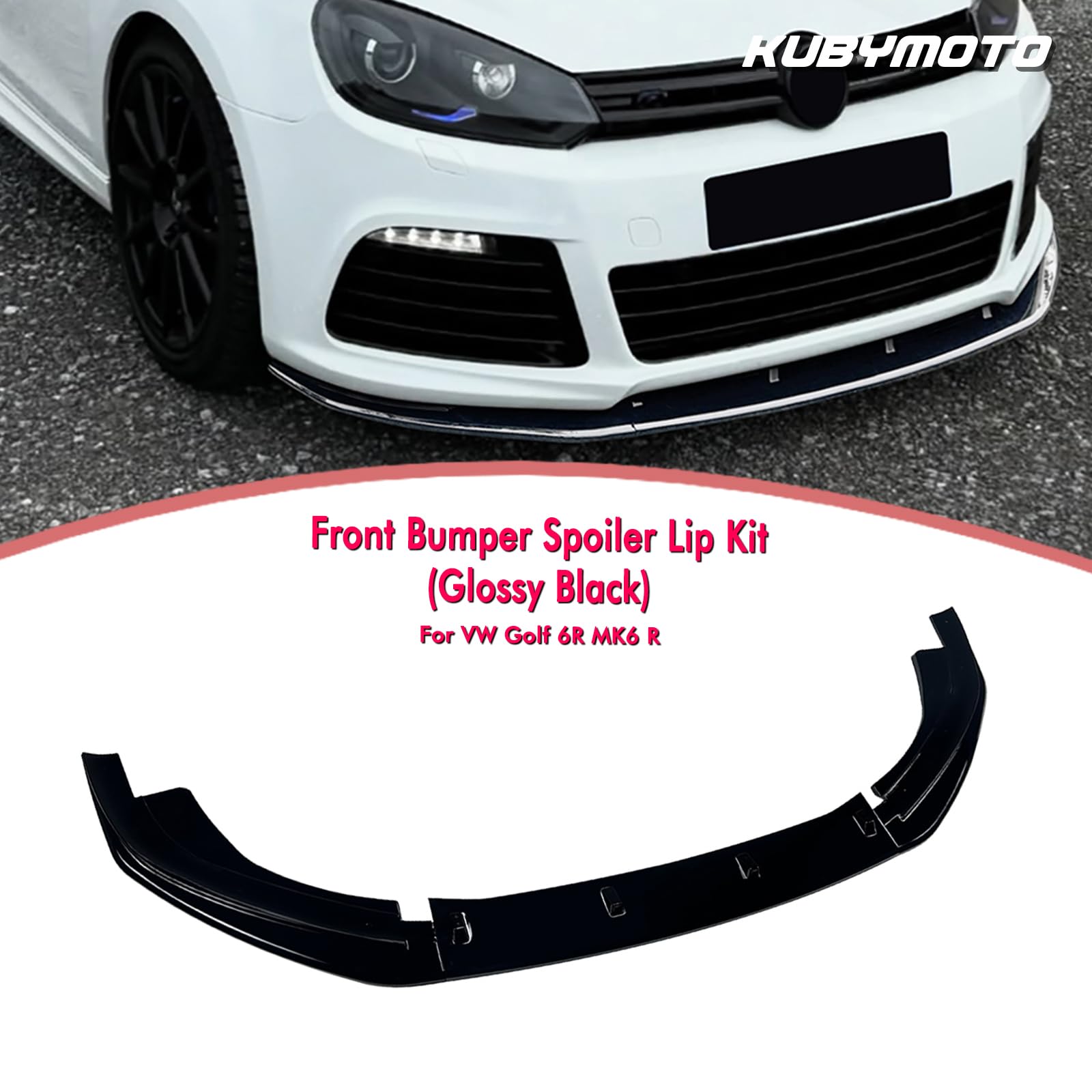 Kit spoiler paraurti anteriore per Volkswagen VW Golf 6 MK6 R 2010 – 2013 nero lucido, effetto fibra di carbonio