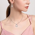 AILUOR Pearl Set de bijoux pour femmes, Faux eau douce simple Pearl Collier et boucle d'oreille avec 18 Inch Chaîne en argent Dainty bijoux de mariage pour les mariées Mom's Day Cadeaux d'anniversaire