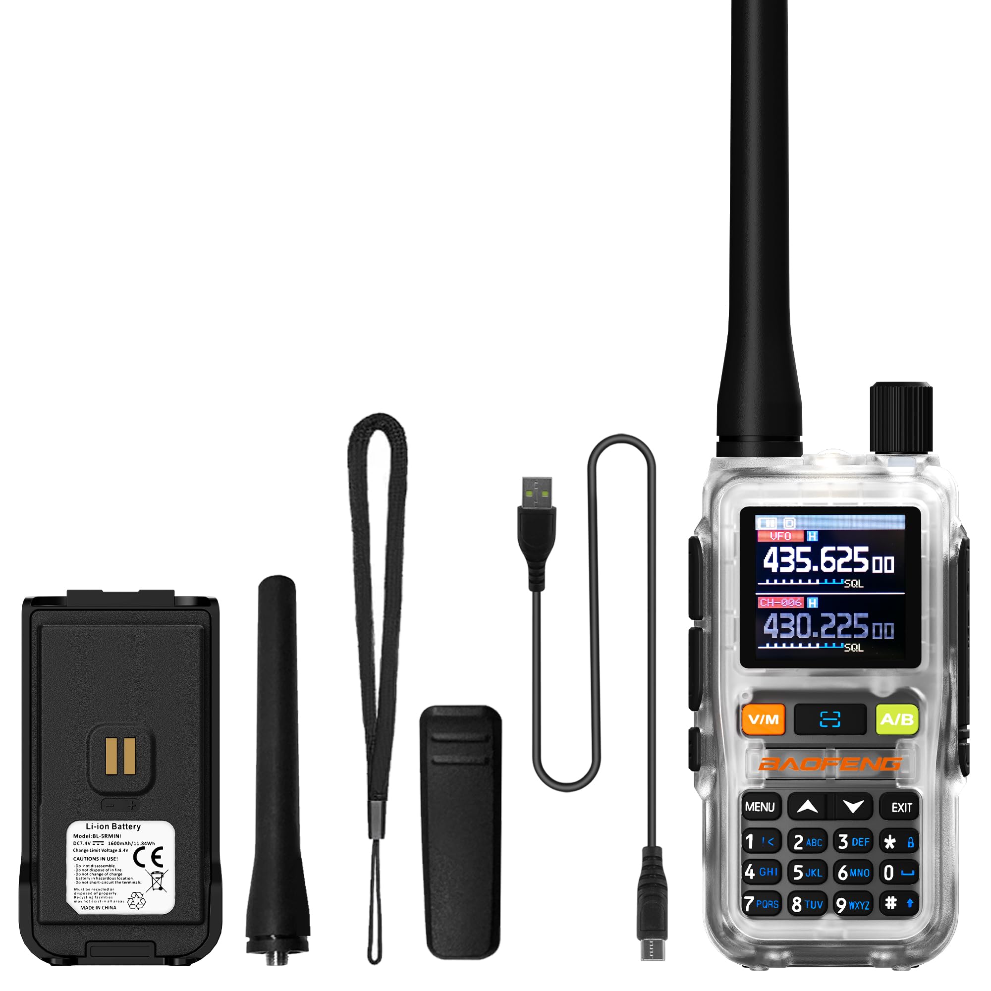 BAOFENG UV-5R Mini Two Way Radio BF-5R Mini Handheld Radio Wireless Power Adjustable Tiny Size Frequency Copy 999 Channels Type-C Charger