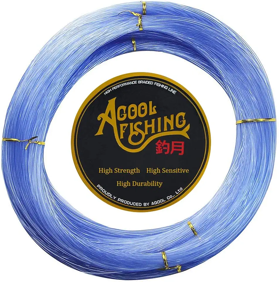 Linha de pesca de monofilamento AGOOL super potente sem memória linha de pesca de nylon linha de pistola de lança forte e resistente à abrasão em água doce água salgada 500 m / 547 m (azul, 0,4 mm - 23,2 lbs)