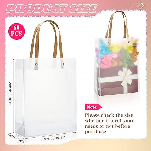 Miniatura 2 de Bolsas de regalo transparentes con asas, bolsas de plástico blanco esmerilado, bolsas reutilizables transparentes para regalos de fiesta, bolsas