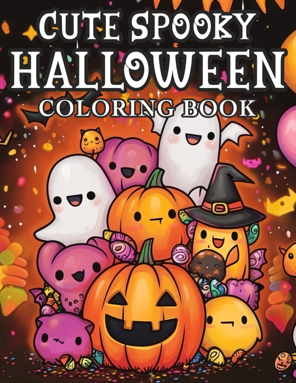 Cute Spooky Halloween Coloring Book: Adorable Creepy Creatures Coloring pages for Stress Relief Relaxation