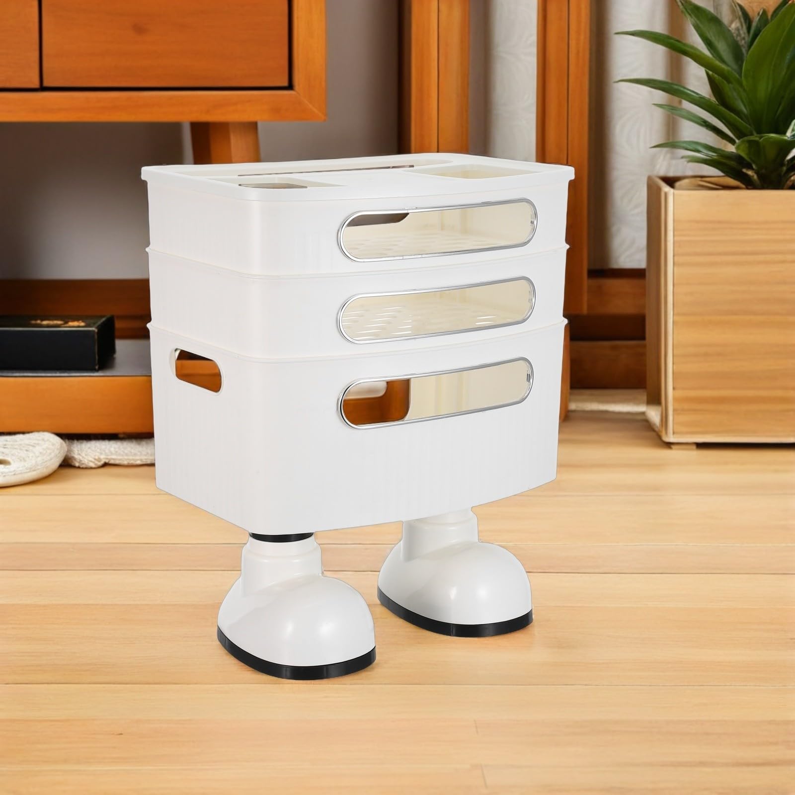 Abaodam Caja Organizadora para Router de 3 Capas en PP Blanco Gestión de Cables, Solución Versátil para Almacenamiento en Sala y Dormitorio