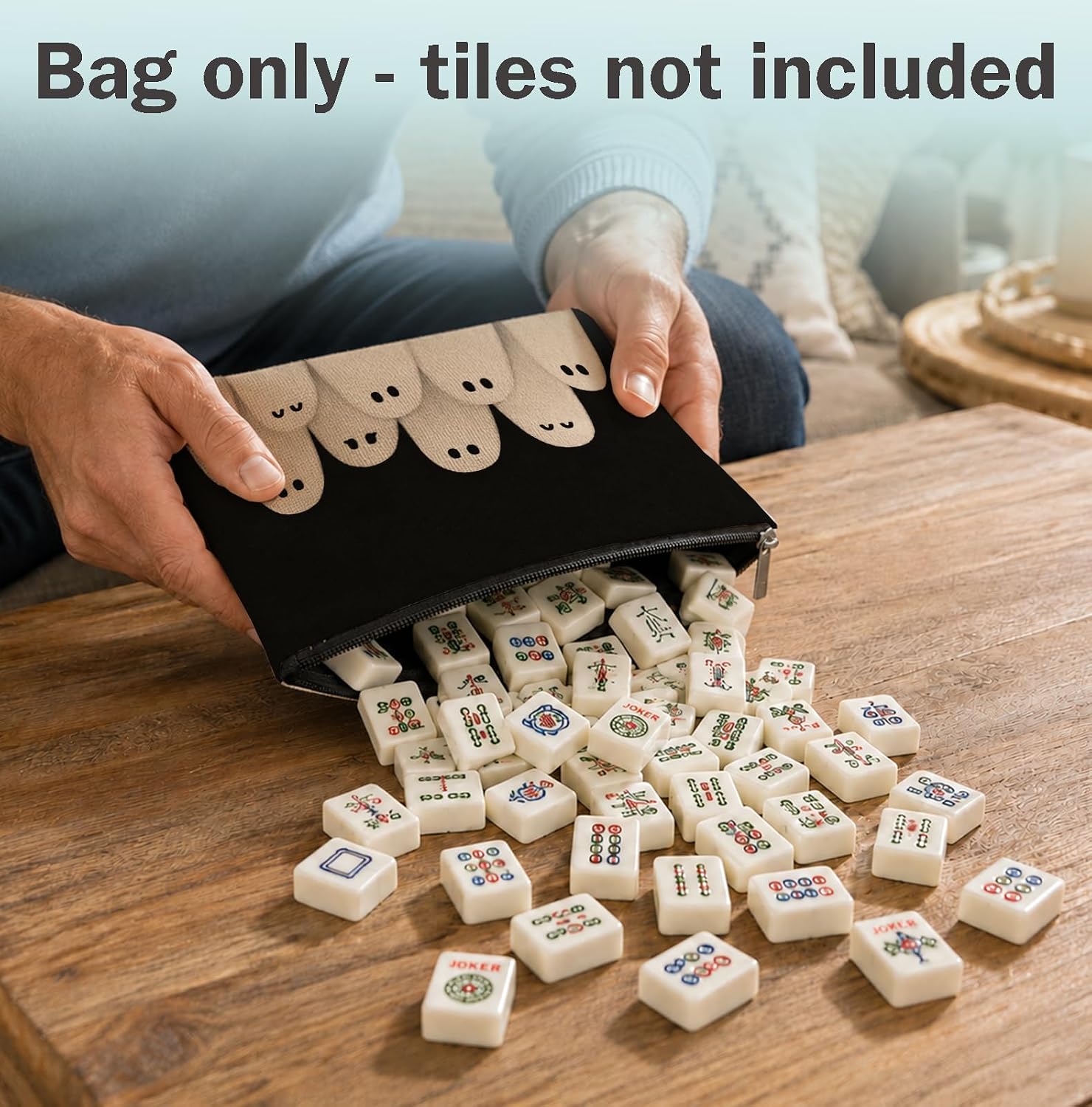 Halloween Mahjong Tile Bag - Ghost Crowd with tiles (tiles not included)