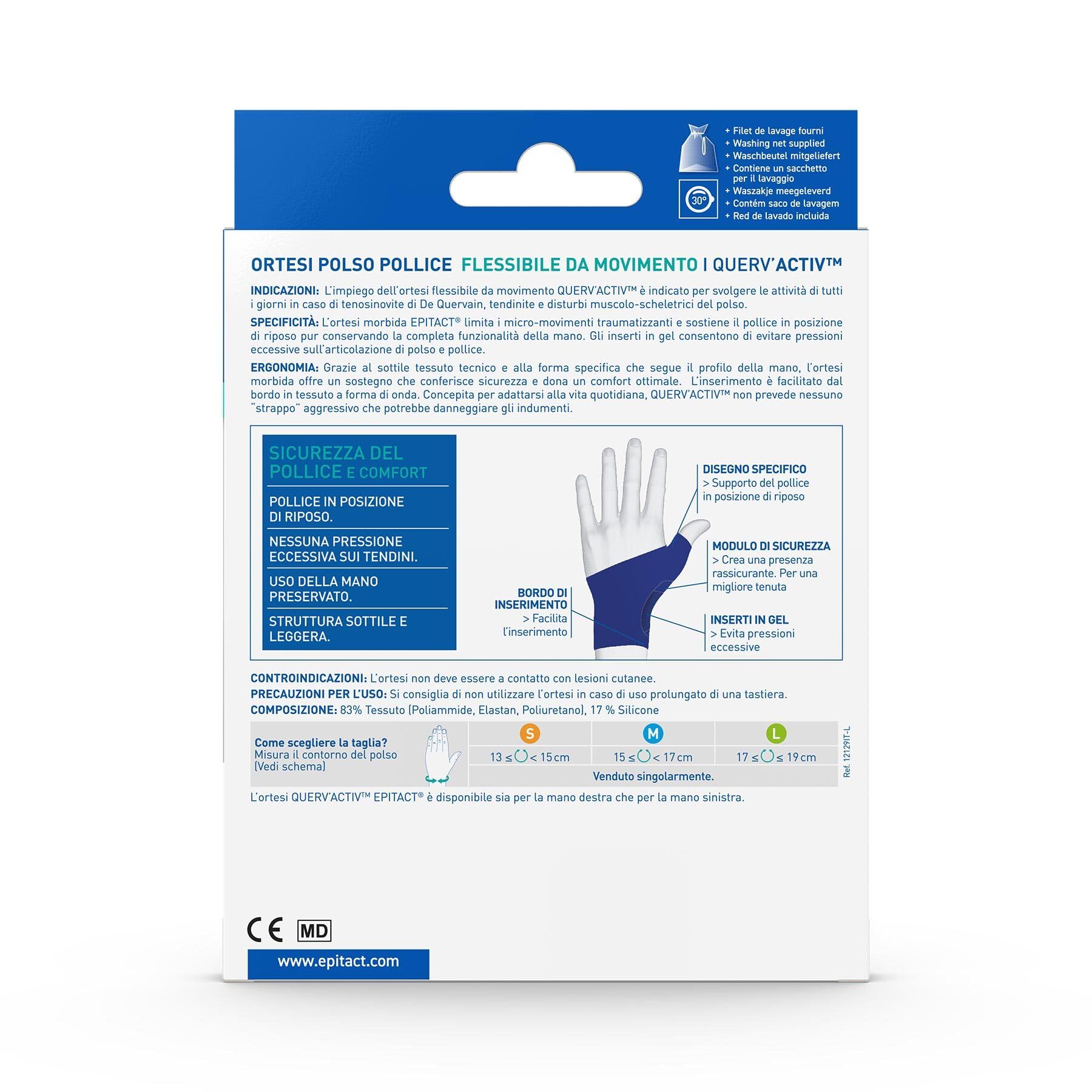 Epitact | Tutore Polso-Pollice QuervActiv | Tendinite di De Quervain, Tendinite del Pollice | Allevia il Dolore alla Base del Pollice Durante le Attività Quotidiane (M, Destra)