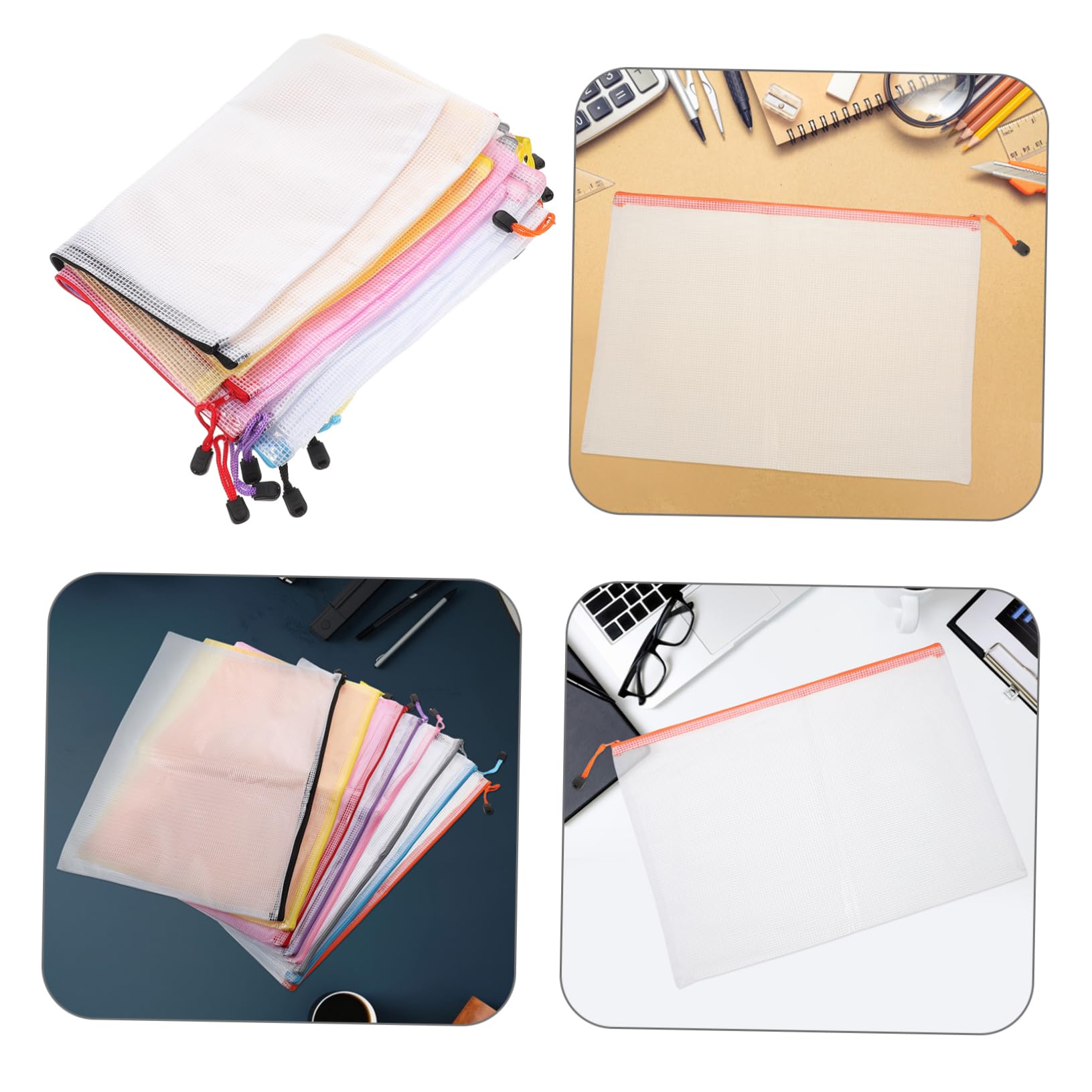 Gadpiparty 16pezzi Borse Rete Cerniera in Pvc Spesso Formato Organizer Per Documenti e Materiali Da Ufficio Chiusura Rapida e Pratica Ampia Capacità e Facile Visualizzazione Del Contenuto