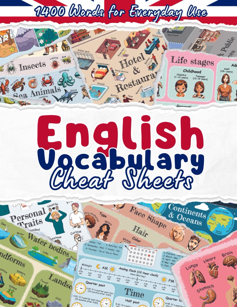 English Vocabulary Cheat Sheets: Your First 1400 English Words for Everyday Use