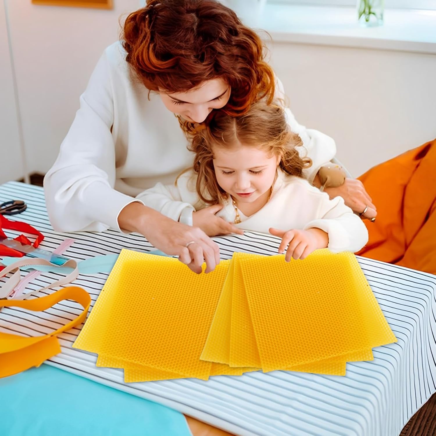 GBACHOOSE 8x8 inch Beeswax Sheets for Candle Making, 24PCS Beeswax Sheets Beeswax Candle Sheet for Candle Making Rolling DIY Kits, Wax Candle Sheets Create Your Own Unique Candles(Yellow)