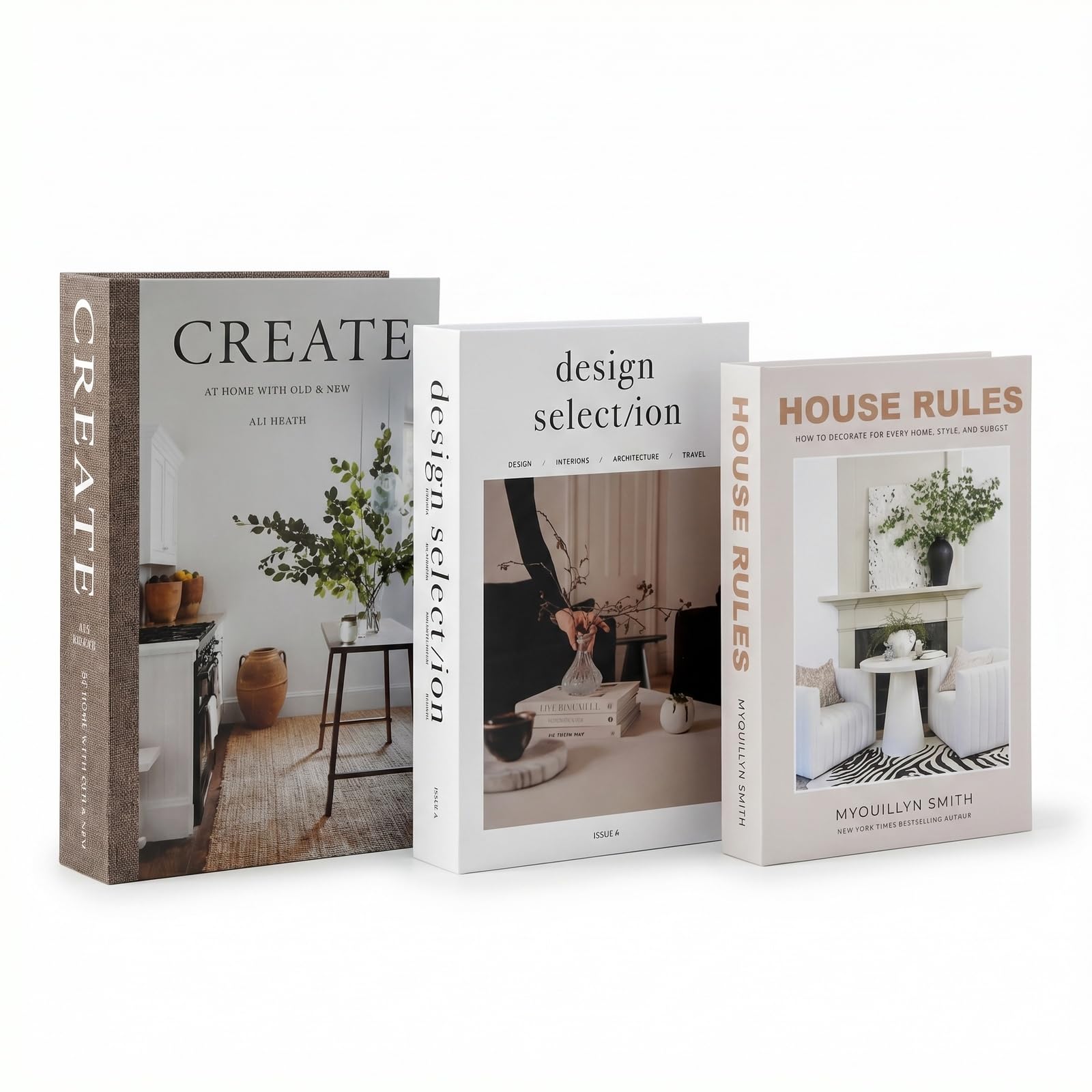Livres décoratifs avec boîtes magnétiques : lot de 3 faux livres design pour salon
