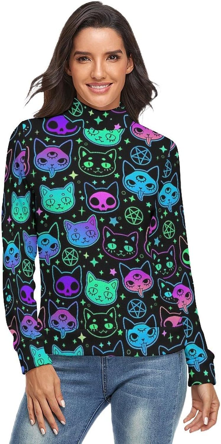 Green Butterfly Sweater Women Long Sleeve Turtleneck Sweater Slim Tops Shirts Thermal Underwear Tops Casual Clothes
