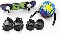 Skate Infantil + Acessórios Segurança E Proteção Com 5 Itens Caveira Verde