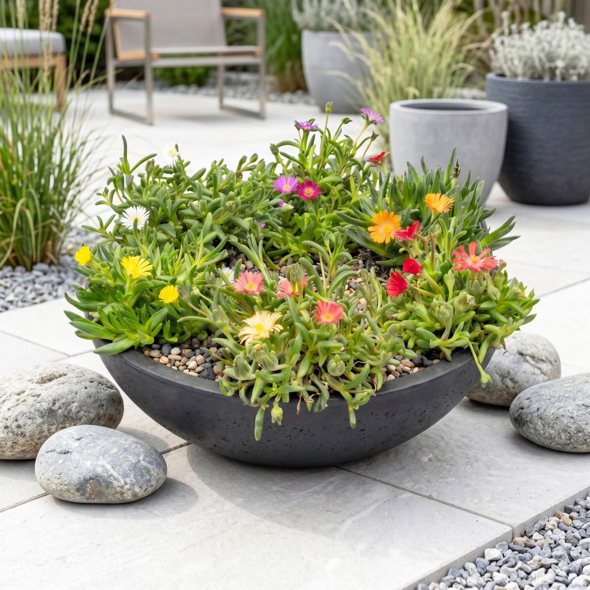My Green Help – Delosperma Mix Piante Vere da Esterno, 12 Piante in Vaso Ø7 cm, Altezza 10-12 cm con Vaso, Succulenta Tappezzante Sempreverde per Giardino, Bordure e Vasi