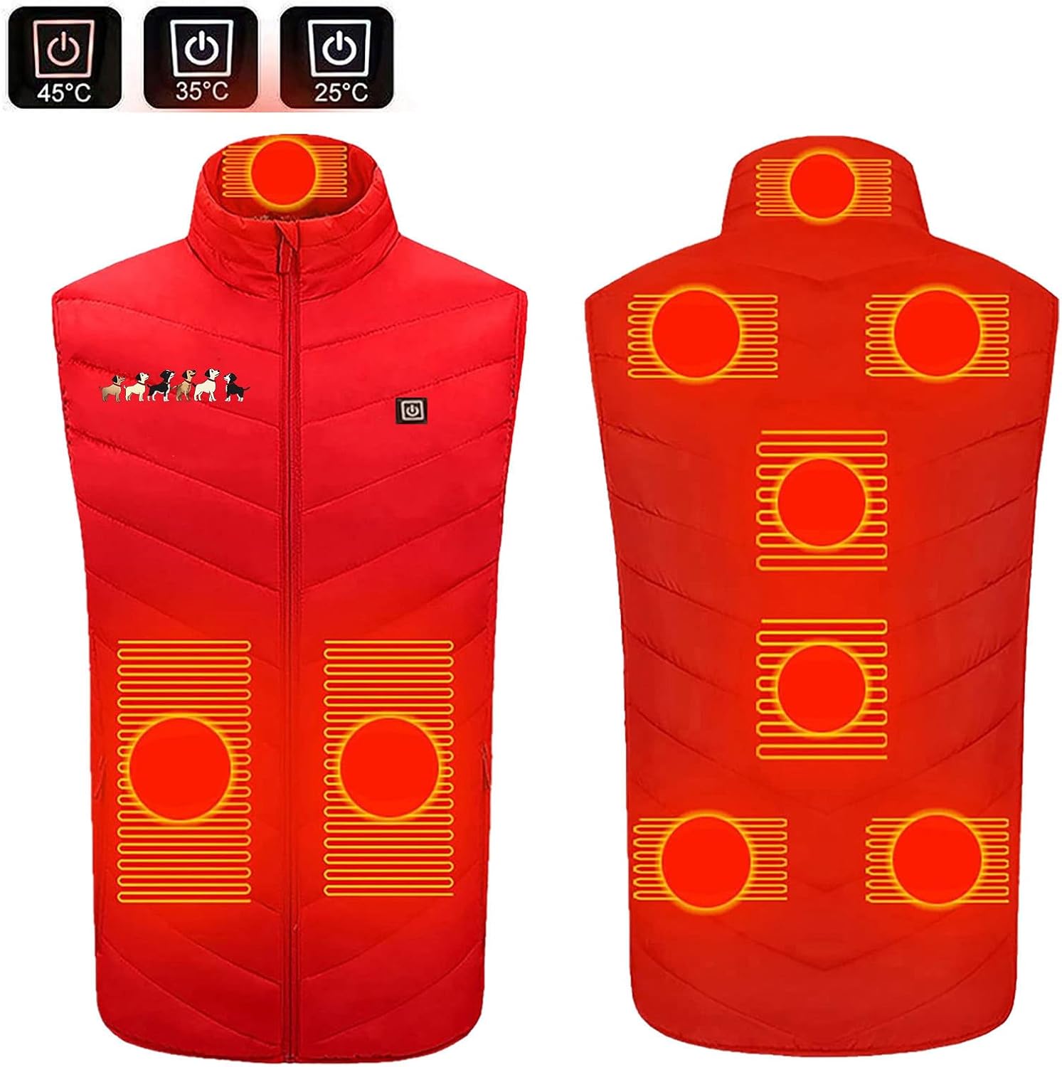 FZYLQY Heated Vest for Men & Women Heating Zones Sleeveless Washable Jackets Usb Winter Unisex Body Warm Thermal Coats