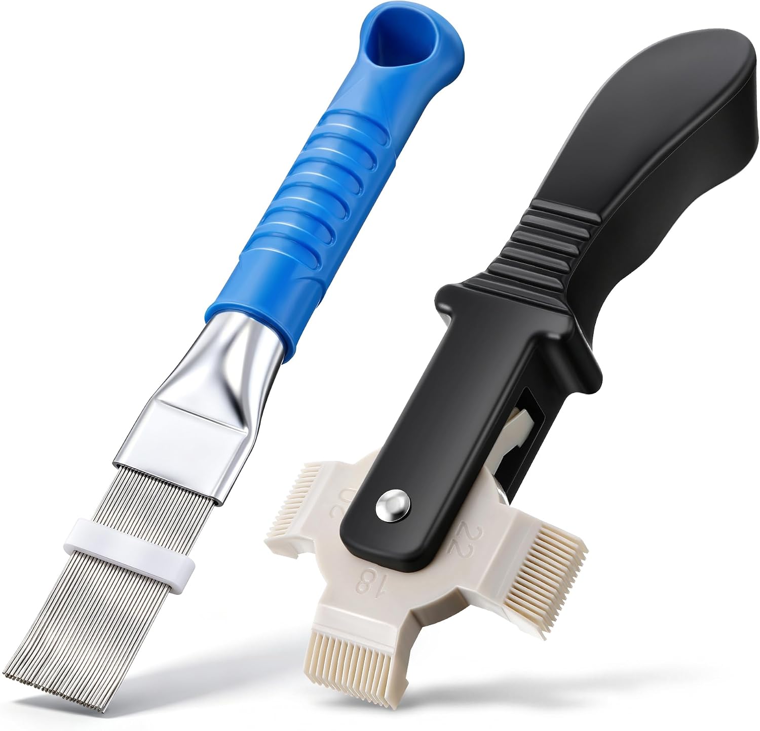 2 Pcs AC Fin Comb Repair Kit with Coil Cleaning Brush | Fin Straightening Tool, Dual-Sided Coil Brush, Condenser Evaporator Radiator and Refrigerator Repair