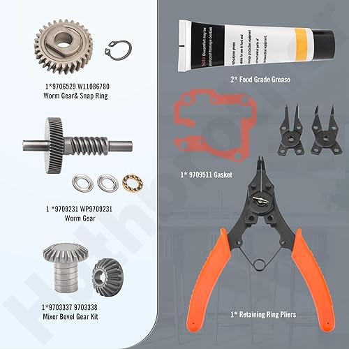 Miniatura 3 de Kit de engranaje helicoidal con engranaje helicoidal 9709231, rodamiento 9703445, engranaje 9706529, junta 9709511, clip circular 9703680 y grasa de