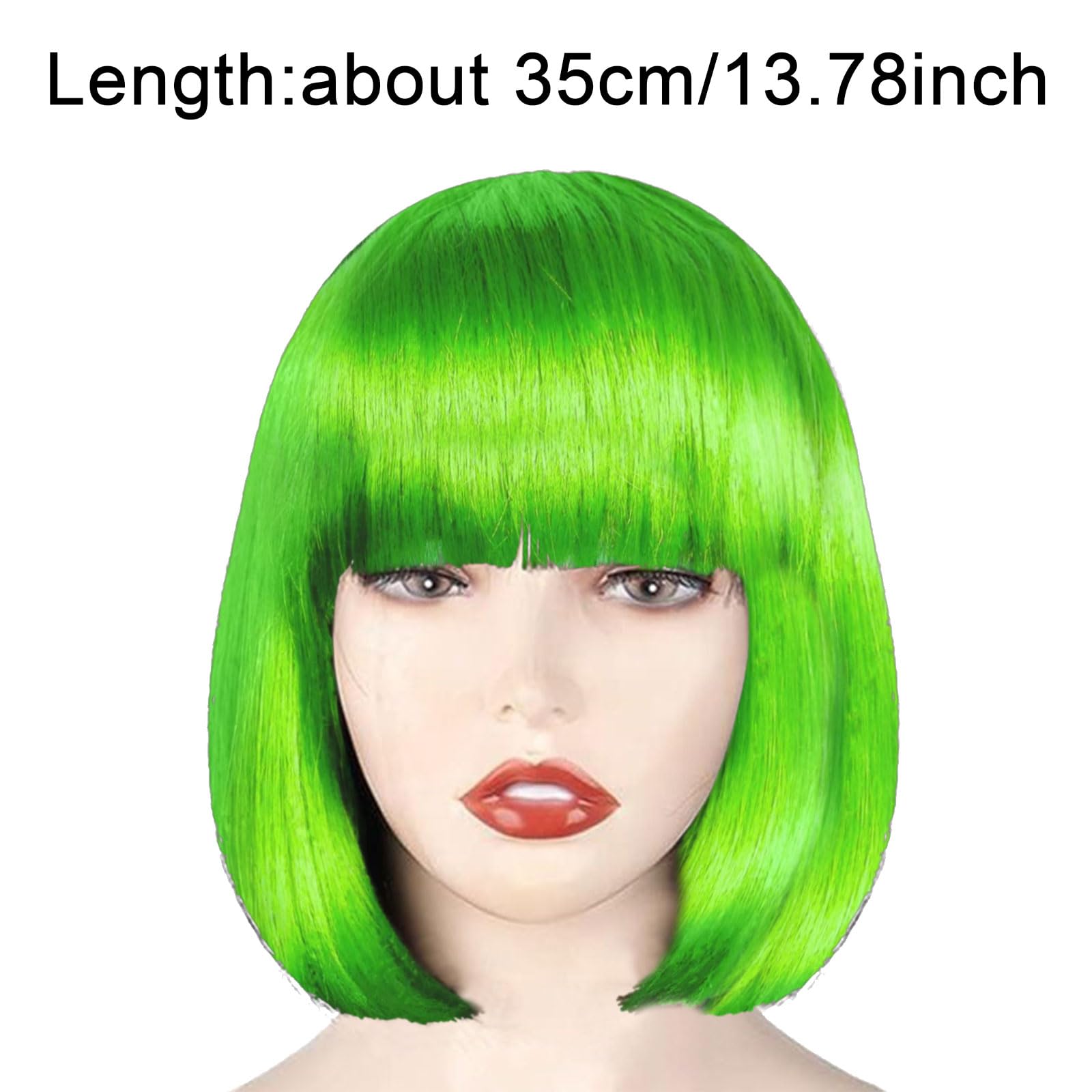 EUPSIIU Green Short Bob Wig for Women Fancy Dress 35cm/13.7inch Synthetic Short Straight Wigs - Image 2