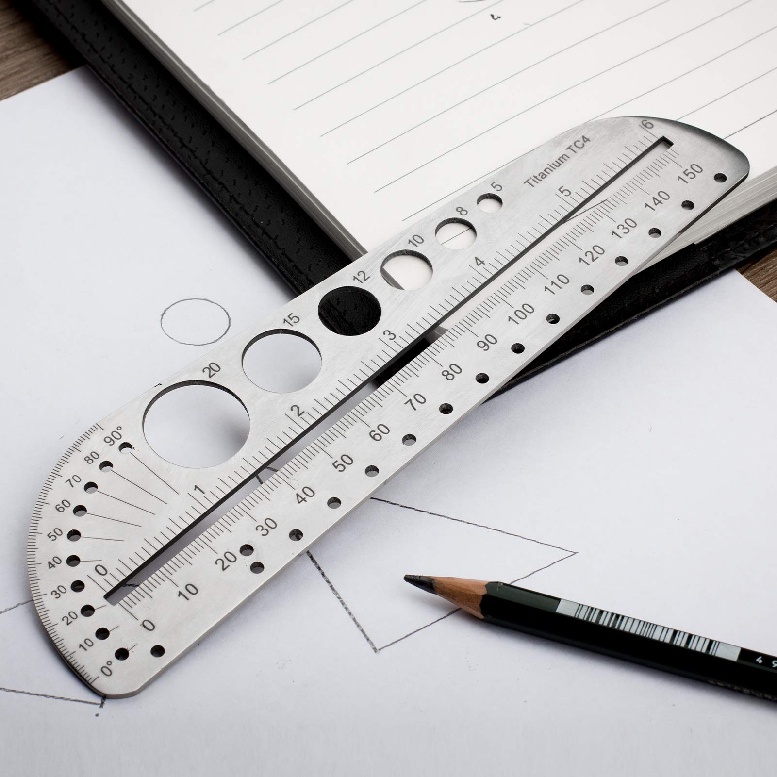 Amazon | TISUR チタン 定規 15cm 円定規 テンプレート 製図板