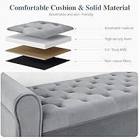 Vista 91 de Babion Banco otomano de almacenamiento con brazos, banco de extremo de cama para dormitorio, banco de almacenamiento con botones para entrada, sala