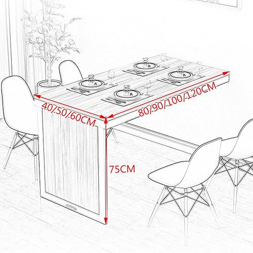 Miniatura 2 de HORV Mesa de comedor plegable para montar en la pared, mesa de pared plegable para espacios pequeños, MDF, multifuncional, escritorio de oficina en