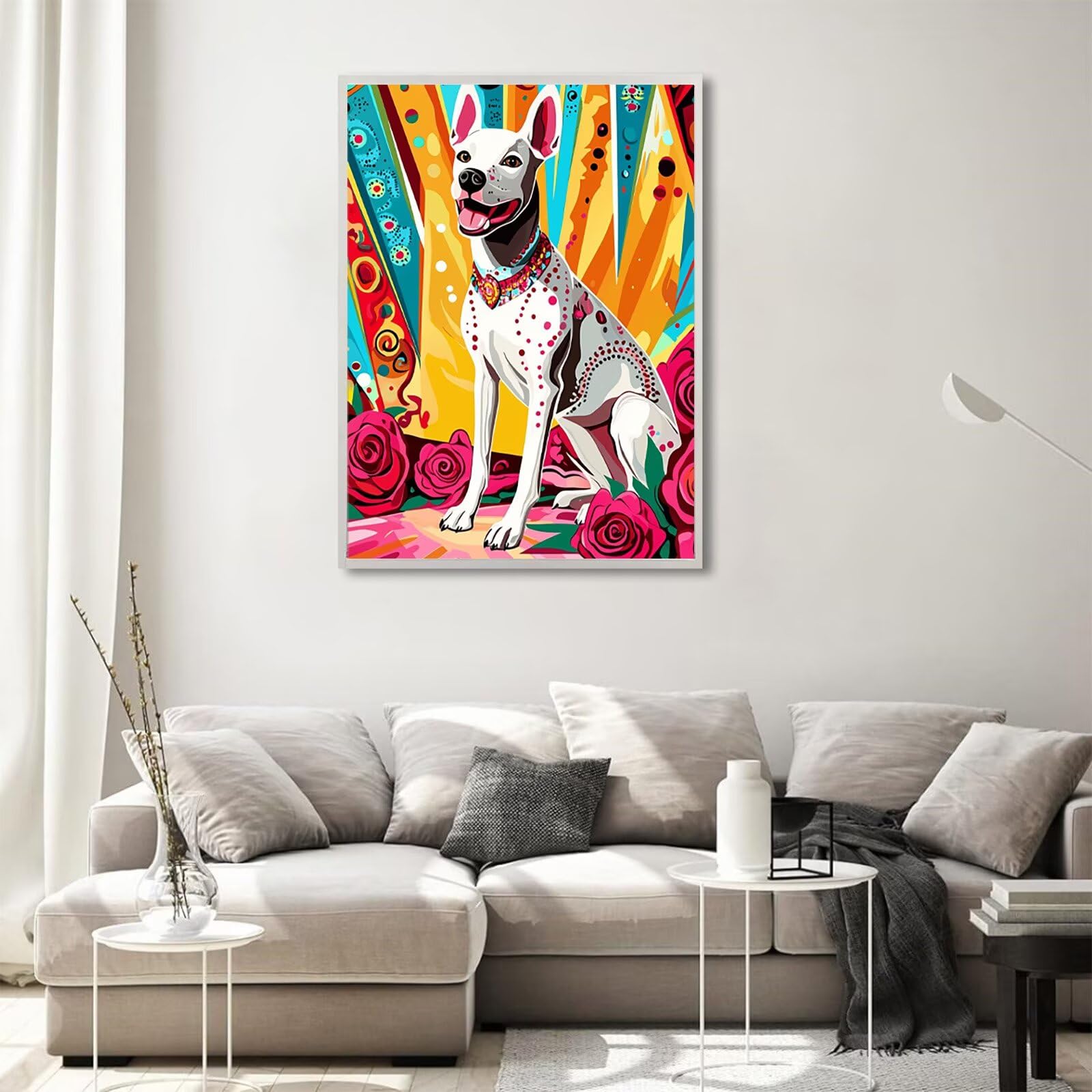 Diamond Painting Hund, Tier Diamond Painting Erwachsene 5D Runder Full Drill Diamond-painting, Kreuzstich Bastelset Kreativ Set für Erwachsene, Crystal Art Home Wand Dekor, Geschenke 70x100cm,Model727