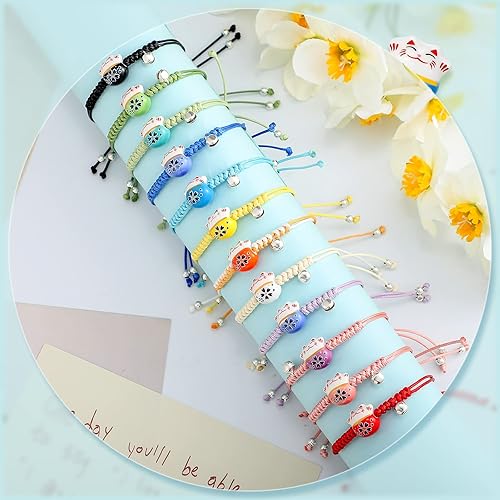Miniatura 2 de Kigeli 12 pulseras de gato de la suerte, pulsera de Maneki Neko, ajustable, cuerda de la fortuna, Feng Shui, pulsera de cuentas de cerámica de gato