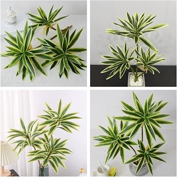 XZJMY Artificial Dracaena Plant,Fake Plants,60 cm Tall Tropical Dracaena Tree,Artificial Plants for Home,Office,Living,Room Decor (White and Green)