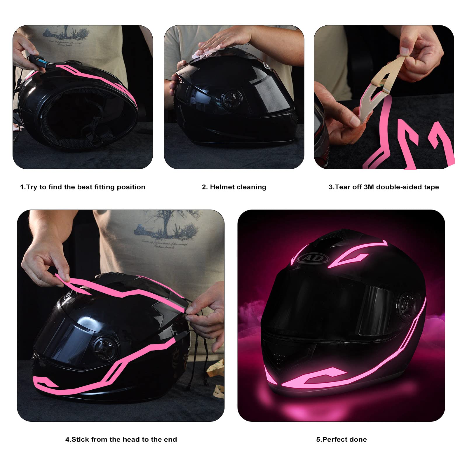 Motorcycle Helmet Light,3 Modes Driving EL Light Strips,Battery Helmet Light Strip,Night Riding Signal Light Decoration Kit(No Helmet) : Buy Online at Best Price in KSA