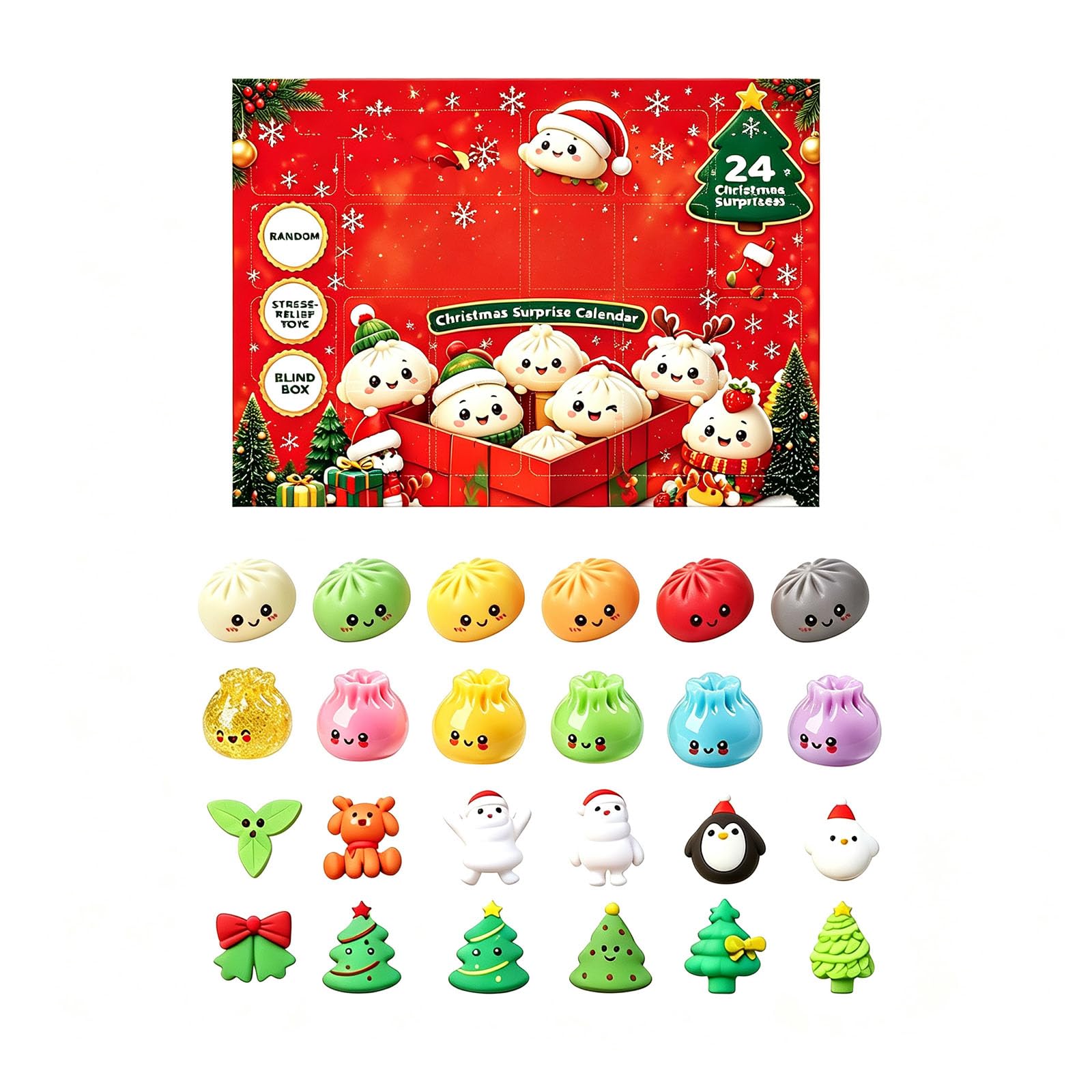 2026 Christmas Advent Calendar, 24 Day Mystery Countdown Squeeze Balls