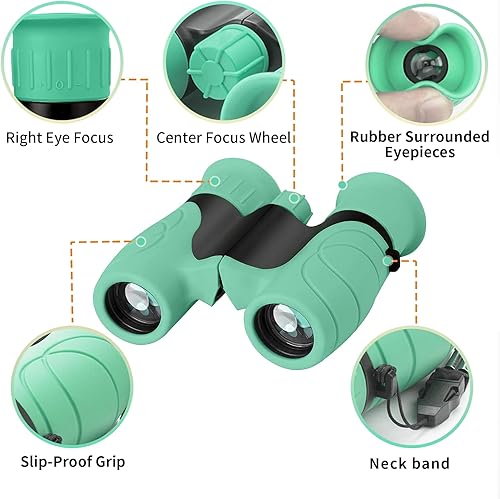 Miniatura 2 de MDUKEY Prismáticos para niños, prismáticos de alta resolución de 8 x 21 para niños de 3 a 12, 8 a 12 años, binoculares de juguete de regalo para