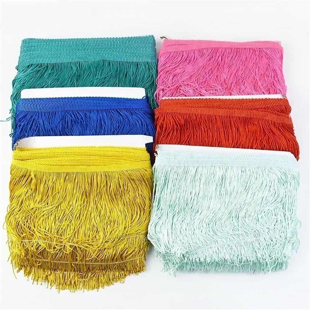 Borlas de poliéster con flecos de 10 m, 10, 15, 20 y 30 cm de largo, cinta de encaje para decoración de ropa, accesorios de costura