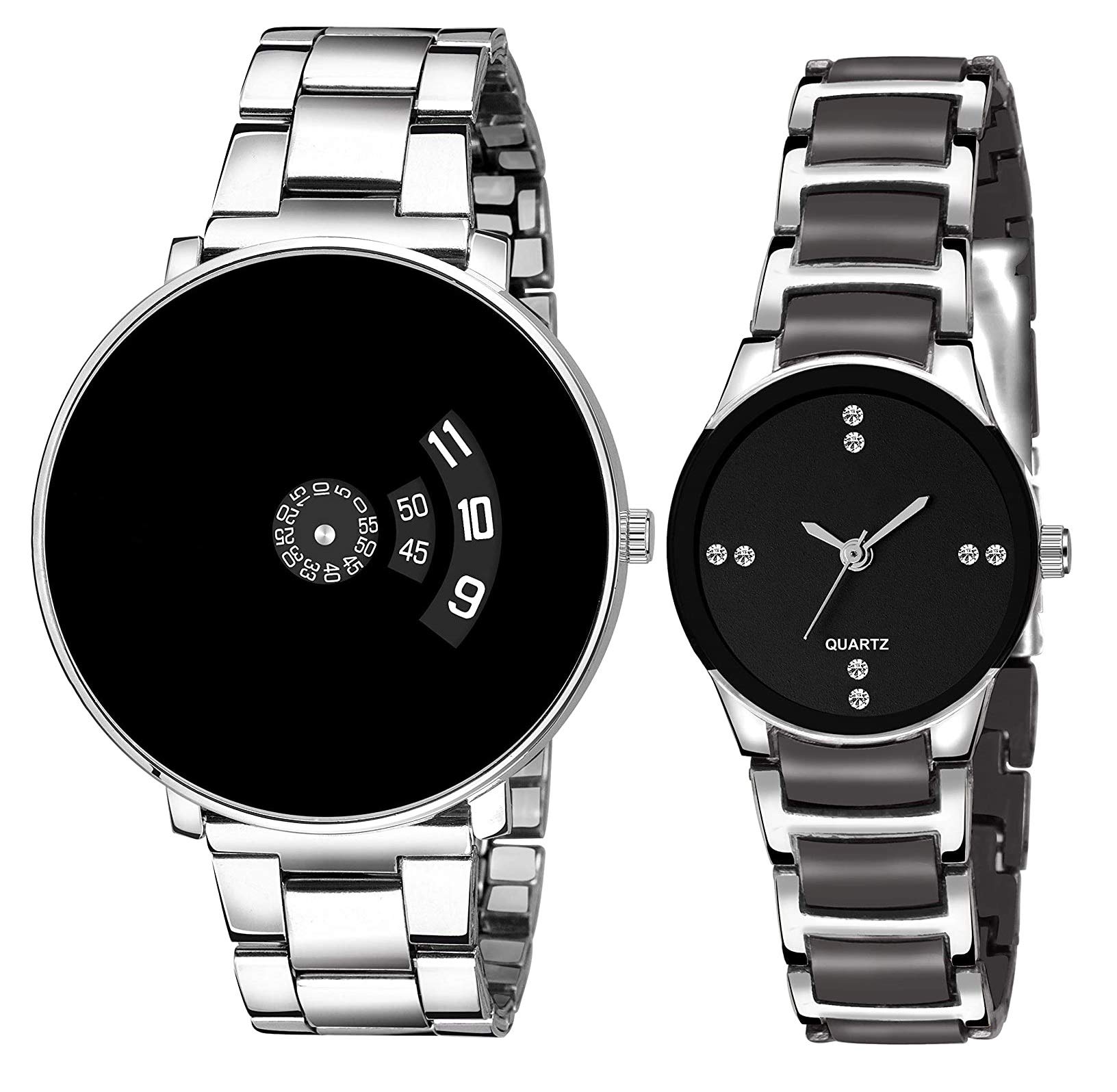 BID Analog Blue/Black Dial Stainless Steel Strap Couple Watch Combo for Men’s & Womens (B08Z48M77S) Amazon Price History, Amazon Price Tracker