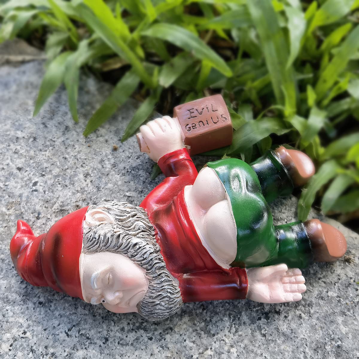 Photo 1 of 6 Inch Funny Garden Gnomes Outdoor Statues, Creative Dwarf Garden Statue Decoration, Resin Sculpture Novelty Gift for Outdoor Indoor Patio Yard Lawn Porch Ornament Decor Red