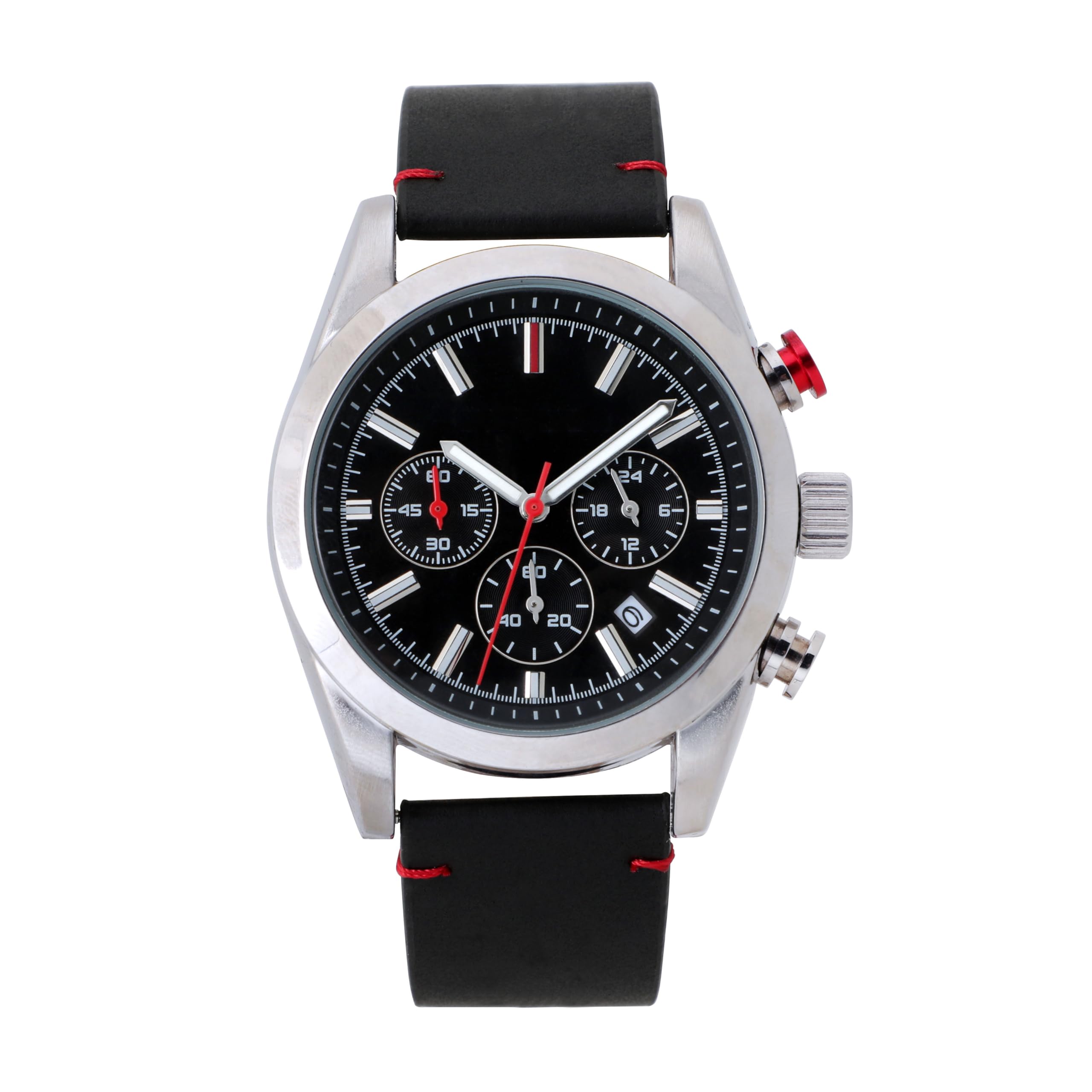 NUOVO Orologio Analogico al Quarzo Analogico Classico a tre Lancette da Uomo da 42 mm Con Quadrante Nero Mezzanotte e Cassa in Lega con Cinturino in Pelle Nera