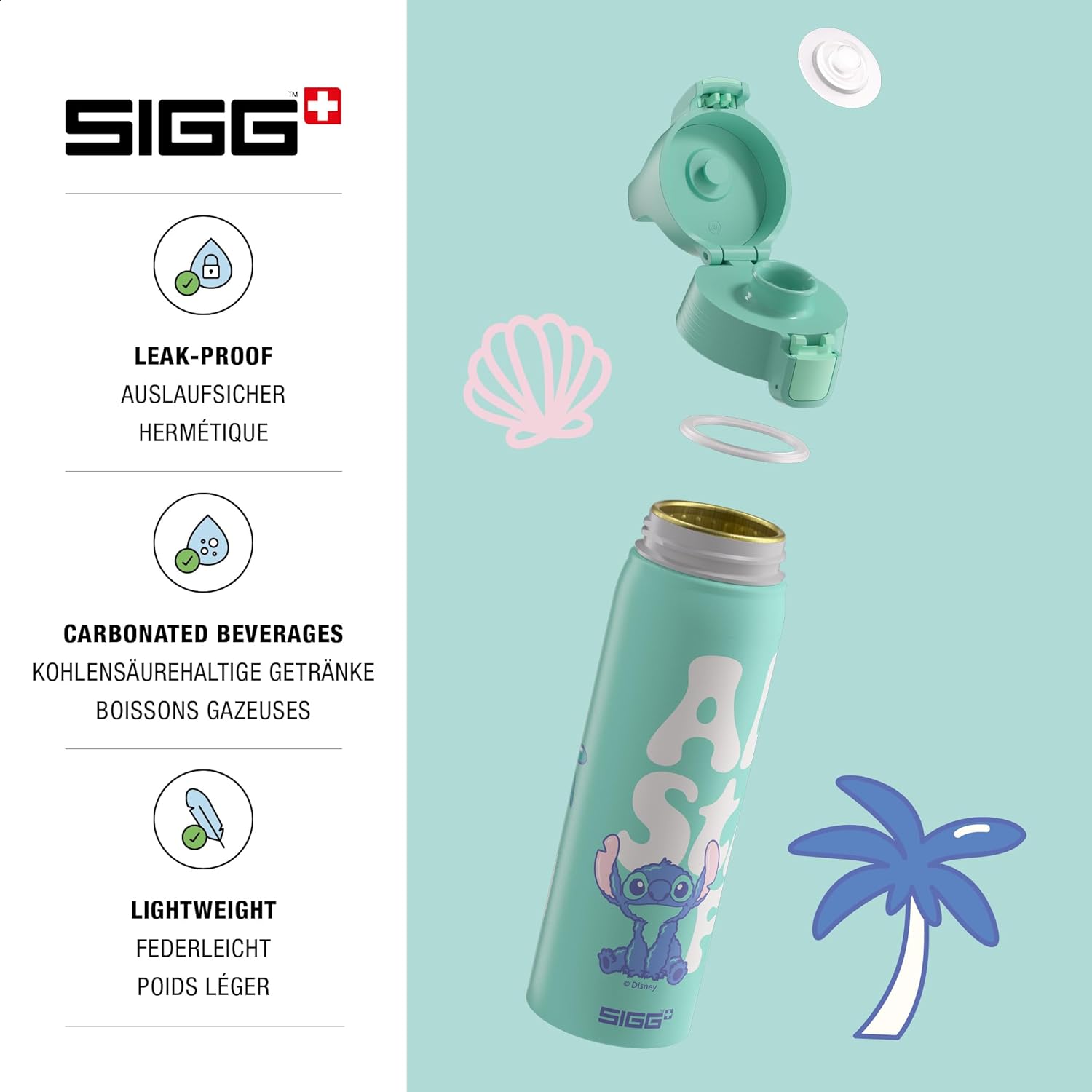 SIGG - Aluminium Water Bottle - WMB One Disney Lilo & Stitch - Made in Switzerland - Climatepartner Certified - Suitable for Carbonated Drinks - Leak-Proof - BPA-Free - Black - 0.75 L