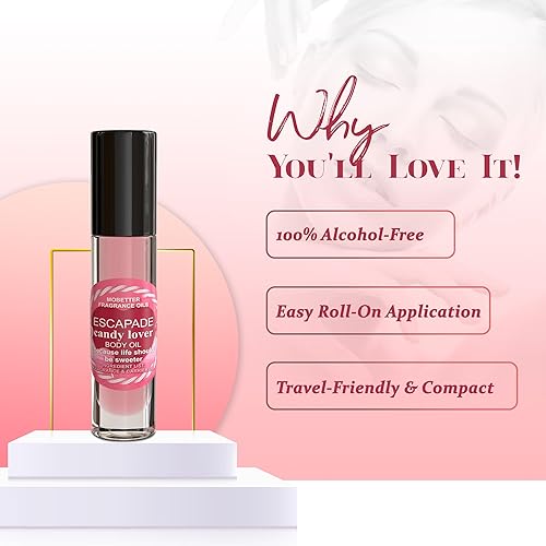Miniatura 4 de MOBETTER FRAGRANCE OILS Escapade Candy Lover - Aceite corporal para mujer, 0.3 fl oz, rollo en botella