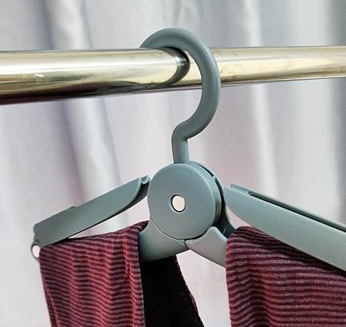 Miniatura 7 de Perchas de viaje plegables plegables de plástico, perchas portátiles antideslizantes para ropa sucia, automóvil, camping, perchas grises, secado