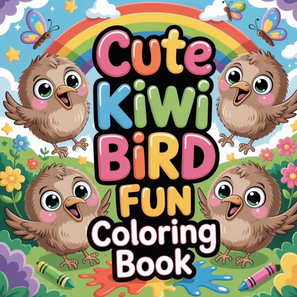 Cute Kiwi Bird Fun Coloring book: kiwi bird coloring book for adults stress relief simple, kiwi bird color book for kids fun focus easy, kiwi bird ... bird coloring book for women calm hobby easy